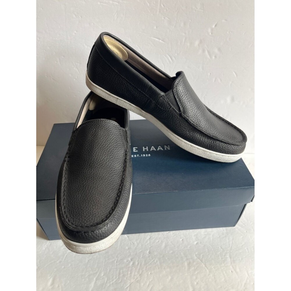 Cole Haan 2021 Nantucket 2 Gore Black pebbled leather slip-ons 10.5M